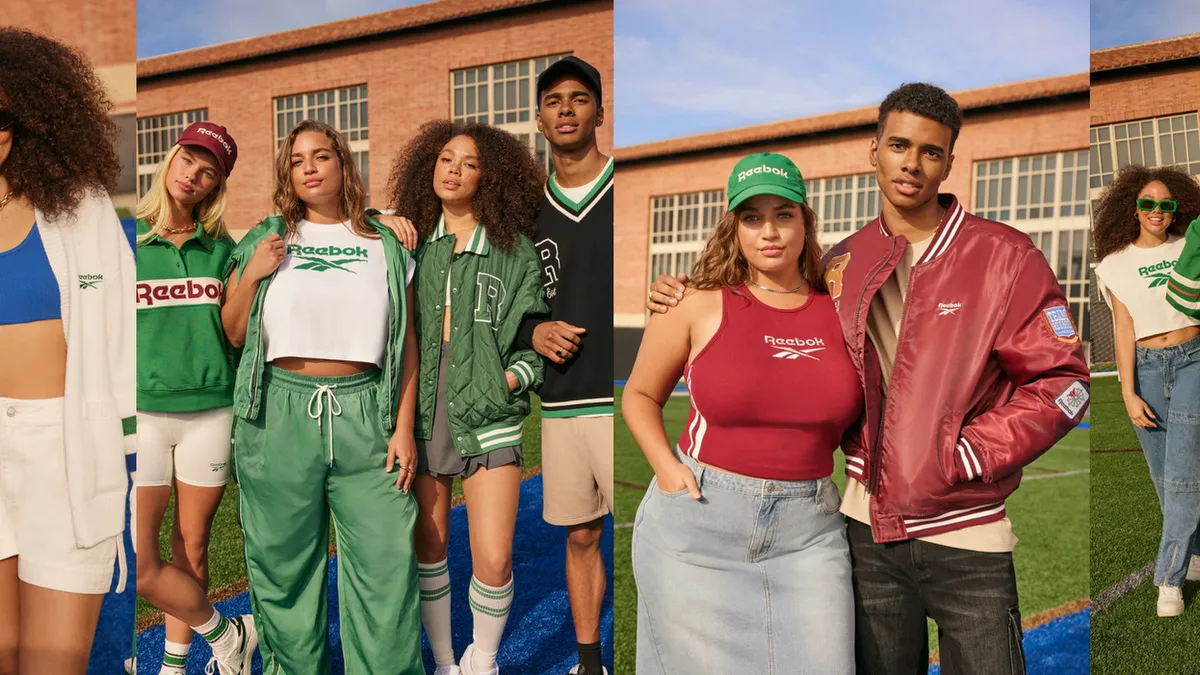 Groups of young people stand together wearing Forever 21 Reebok apparel.