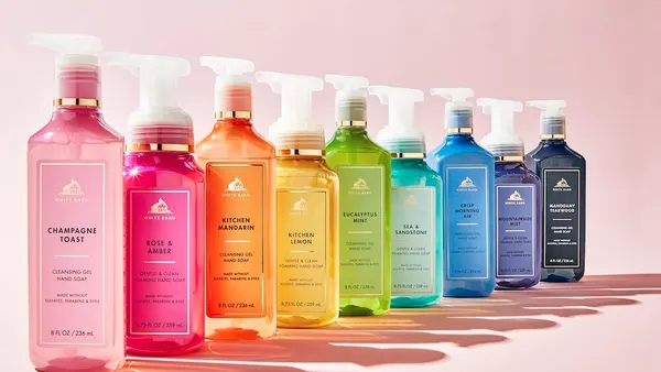 Bath & Body Works' reformulated hand soap collection, whose bottles are made with at least 50% recycled plastic.