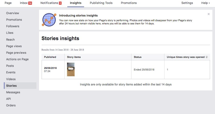 Facebook Stories Insights screenshot