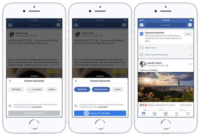 Facebook keyword mute