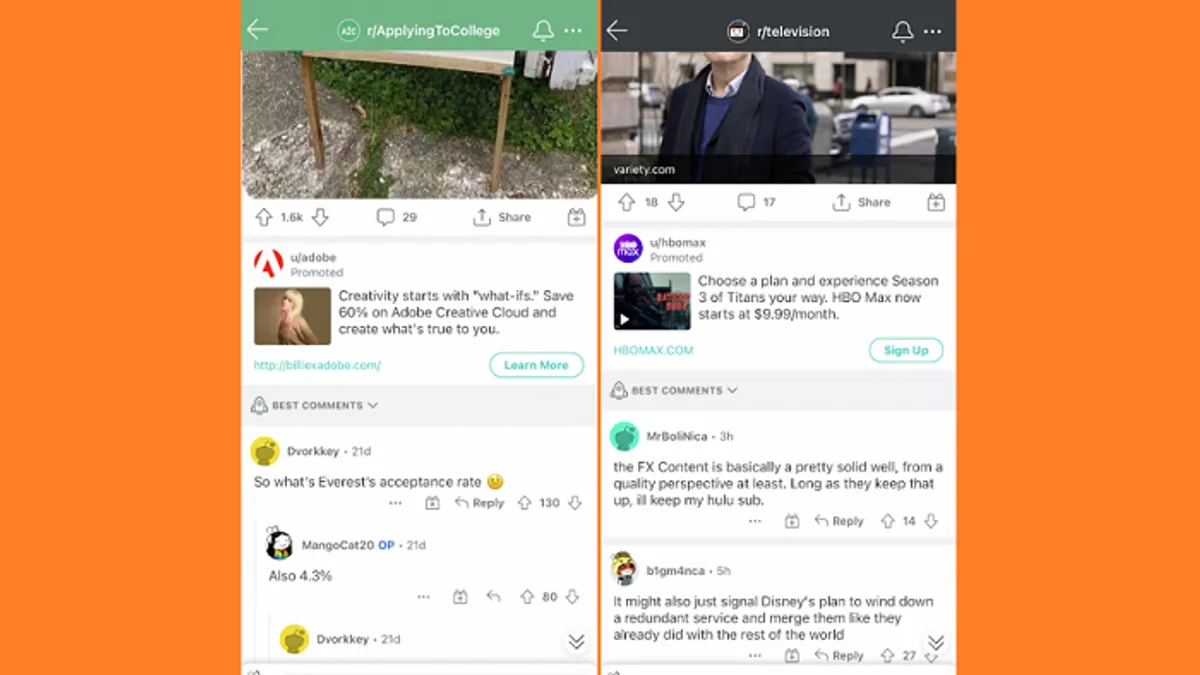 Reddit Conversation Placement ads