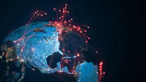 Rendered image depicting global networks.