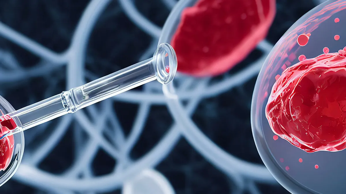Doctor with blood tube labeled with tumor marker for analysis of cancer biomarker