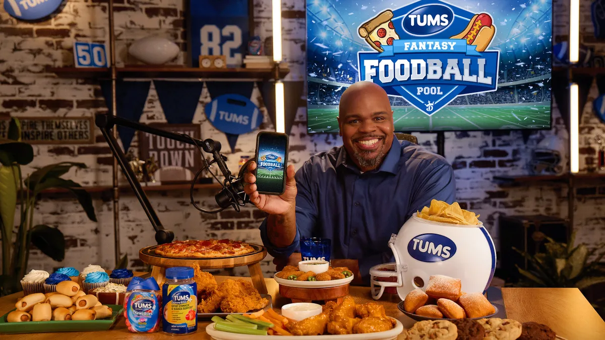 Tums Fantasy Foodball Pool spokesperson Vince Wilfork