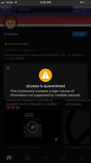 Reddit quarantine