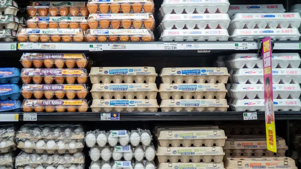 Cartons of eggs on store shelves
