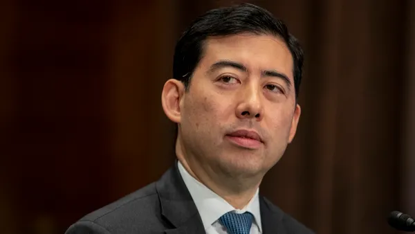 Mark Toshiro Uyeda testifies at a Senate hearing.