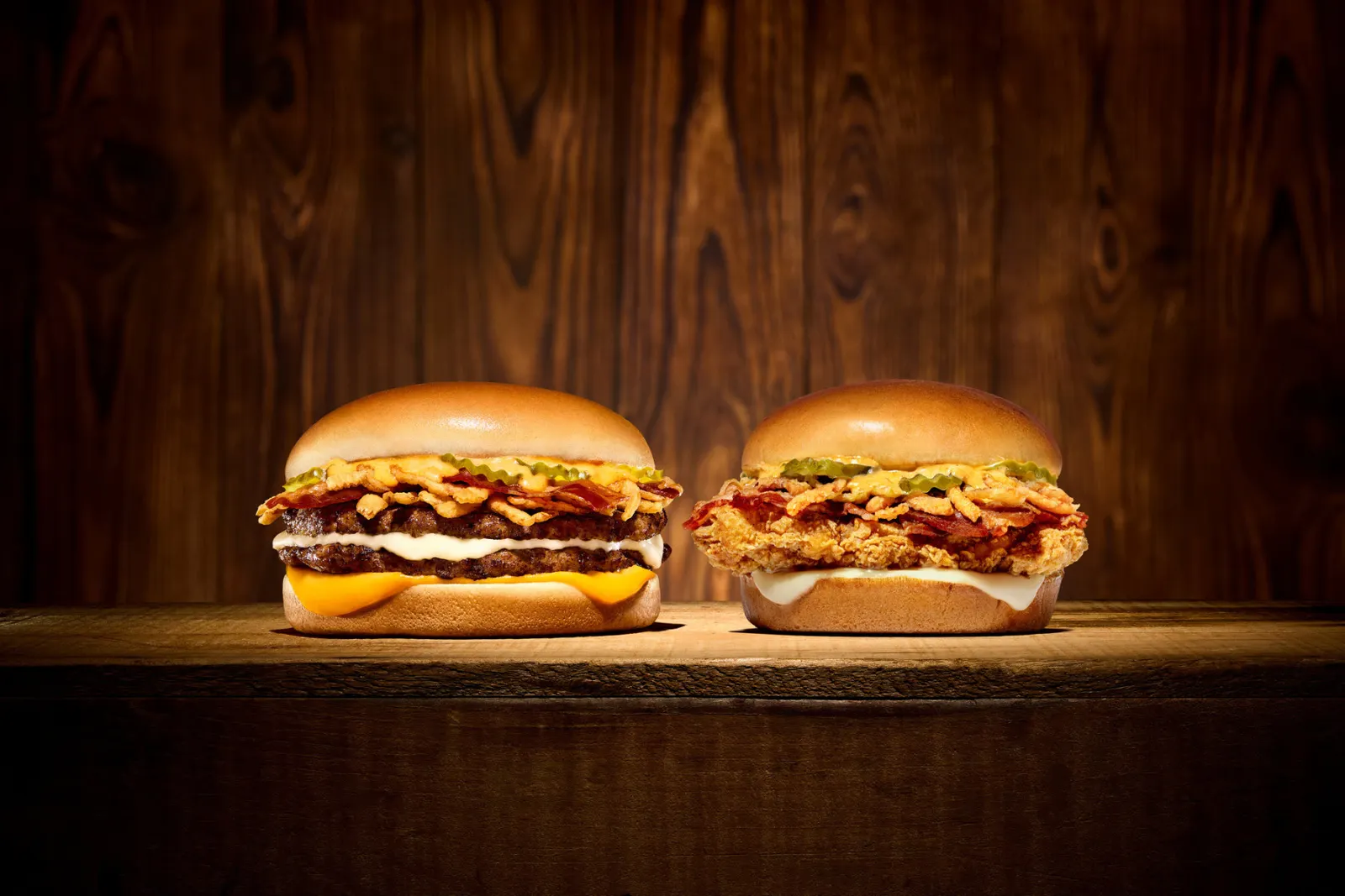 A burger and chicken sandwich from Whataburger