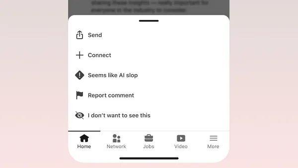 LinkedIn AI slop button