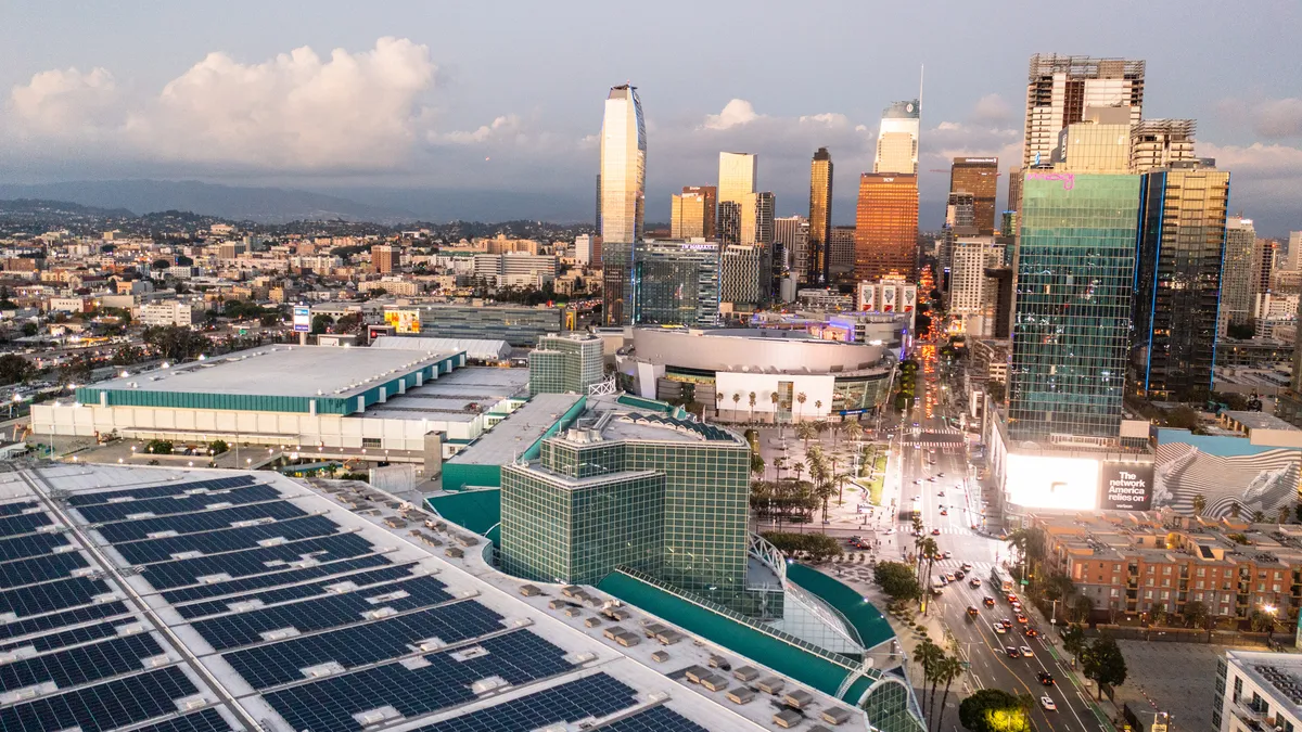 An aerial view of Los Angeles, California.