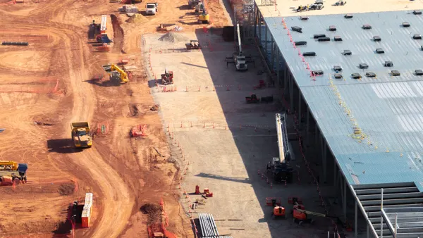 In an aerial view, sections of the Stargate Oracle AI data center under construction