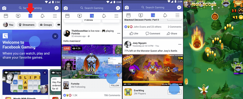 Facebook gaming screenshots