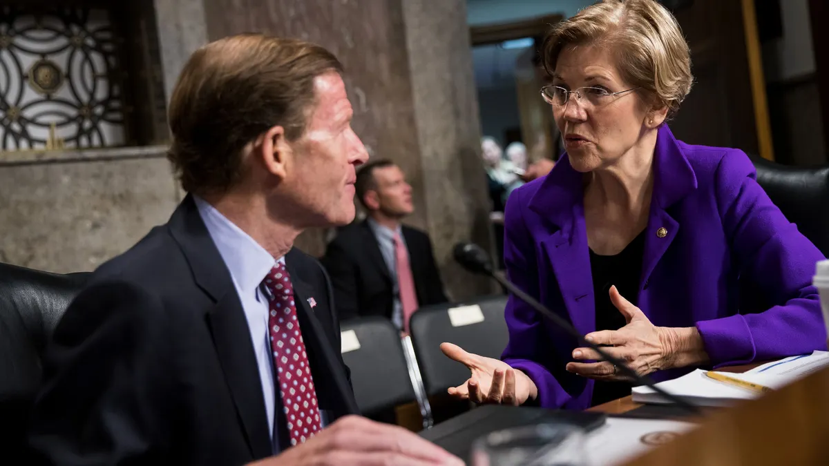 Elizabeth Warren Richard Blumenthal BNPL buy now pay later senators policy consumer lending