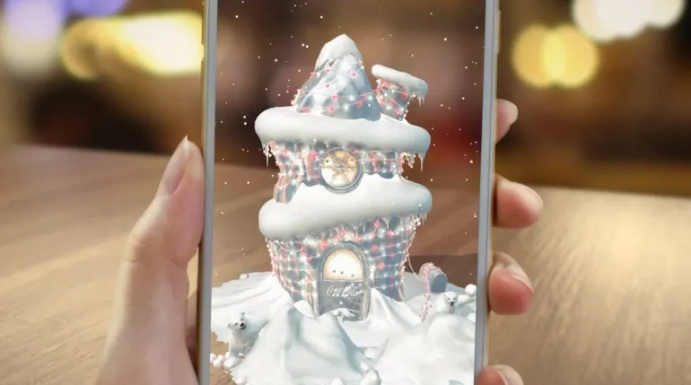 Rephrase single title from this title Coke brings cartoon polar bears to life with AR-activated cans . And it must return only title i dont want any extra information or introductory text with title e.g: ” Here is a single title:”