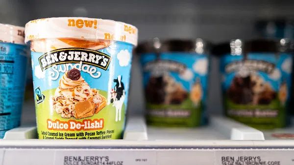 Ben & Jerry's ice cream is displayed for sale