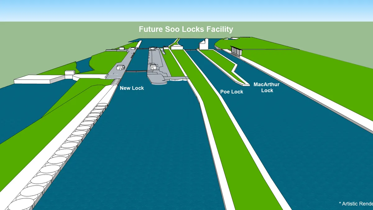 An artistic rendering of the new Soo Lock, currently under construction.