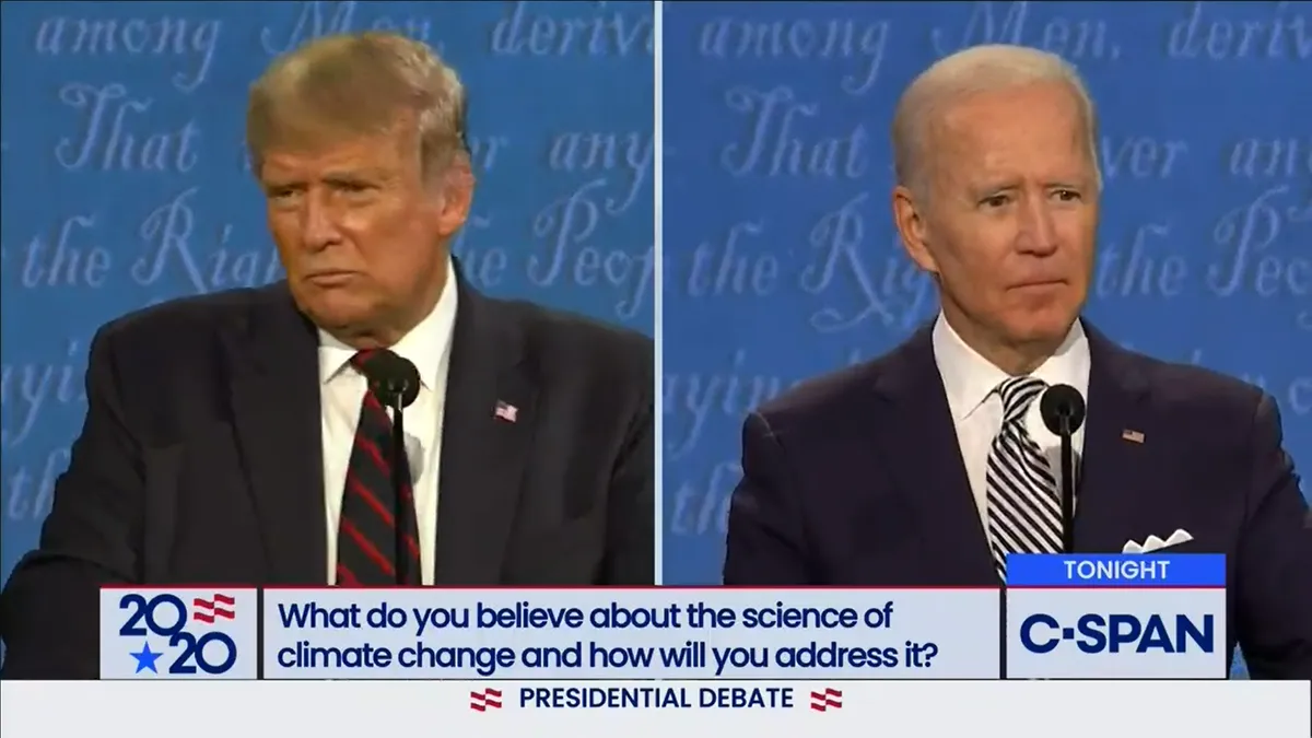 Donald Trump and Joe Biden presidential debate squaring off on climate change