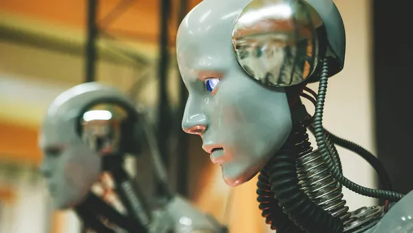 Art piece of a robot from its side profile