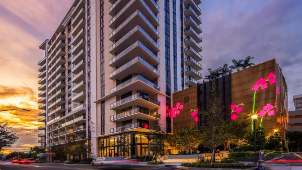 Modern, high-rise apartment with balconies