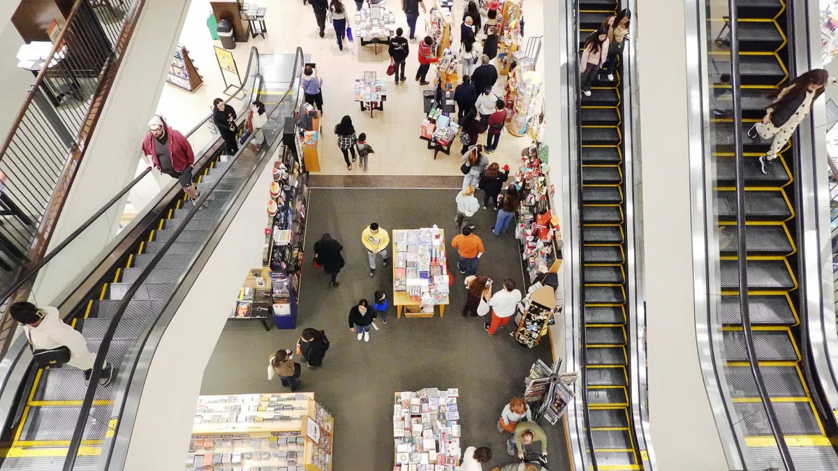 Shoppers gather at a bookstore.