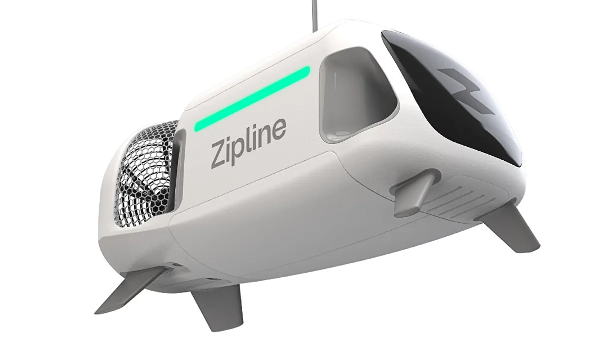 An image of a Zipline P2 delivery drone