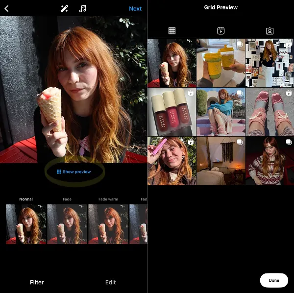 Instagram post preview