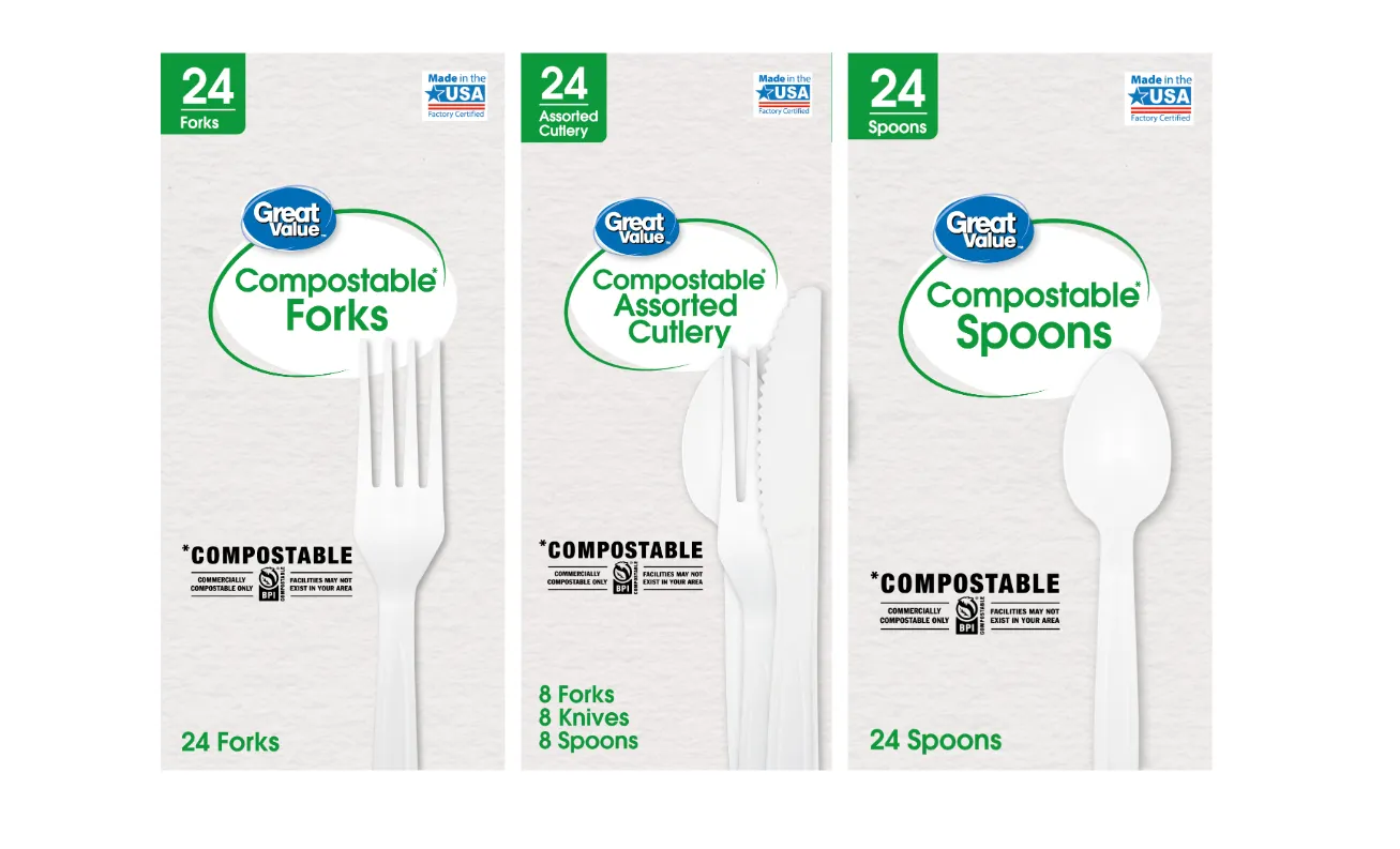 Walmart's Great Value compostable cutlery