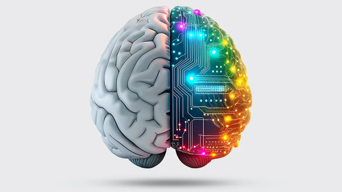 Human brain and circuit board