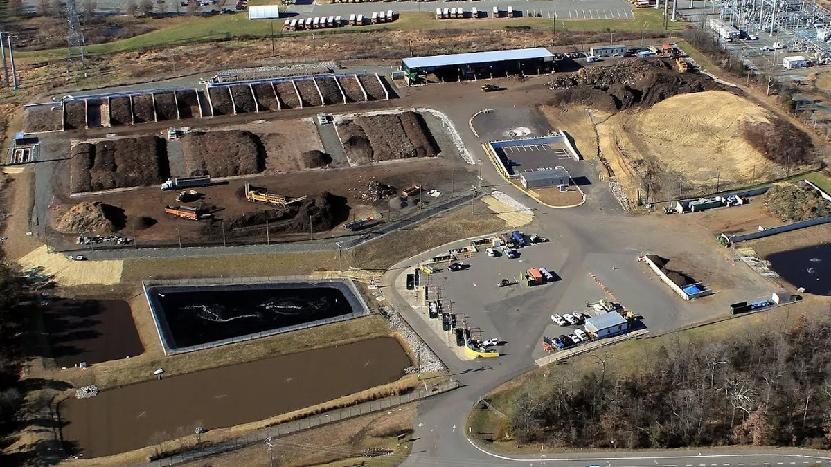 Aerial view of a composting facility