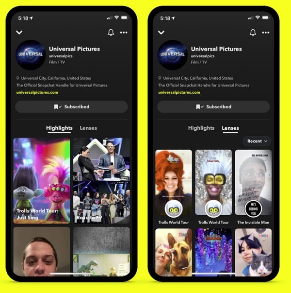 Snapchat brand profle