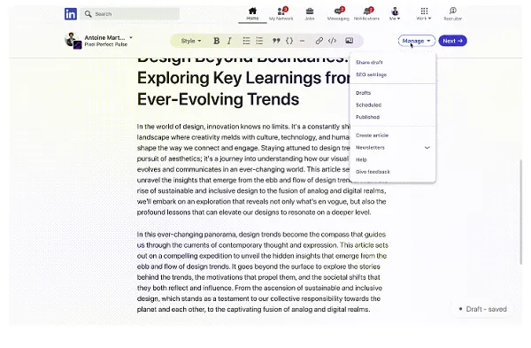 LinkedIn newsletter update