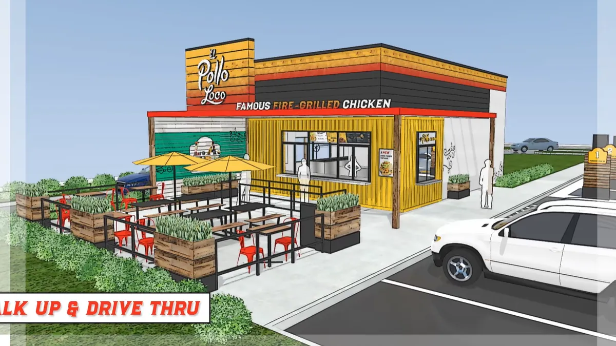 A rendering of El Pollo Loco's new restaurant design