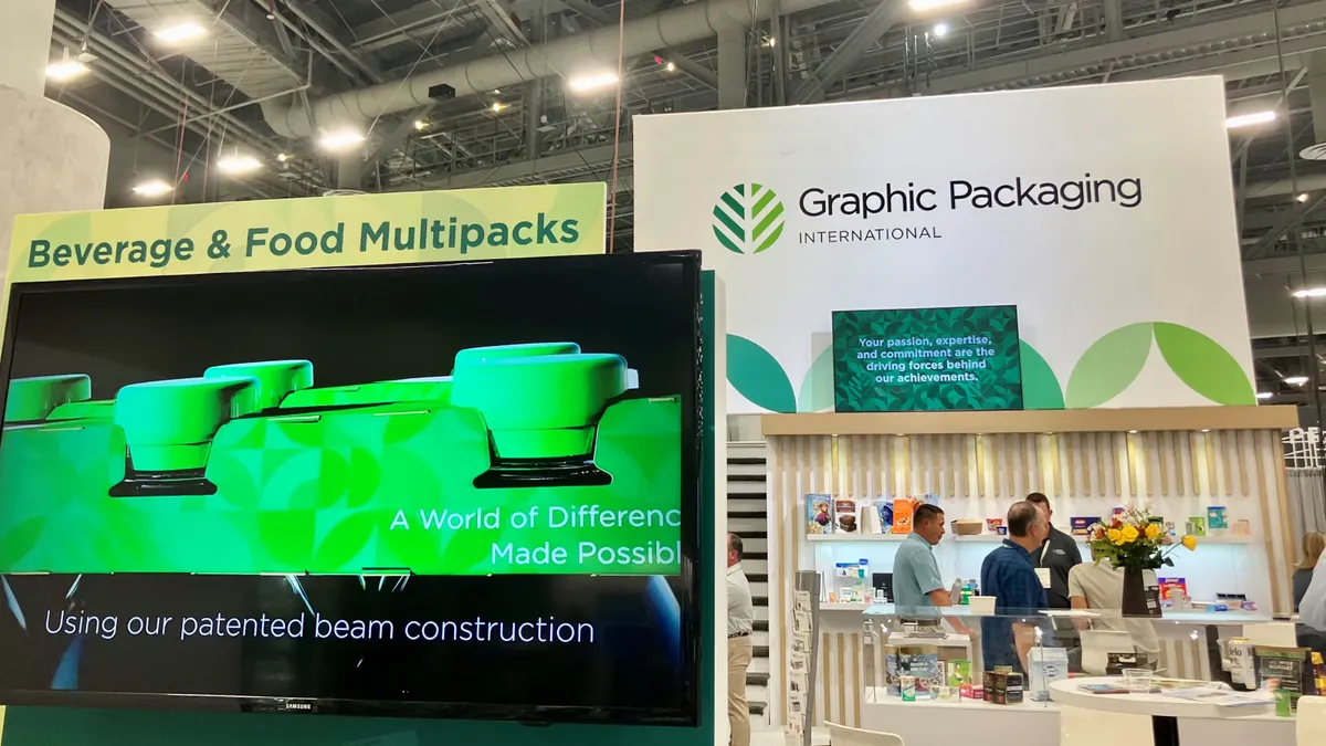 Wide shot of Graphic Packaging International's booth and signage at Pack Expo Las Vegas 2025