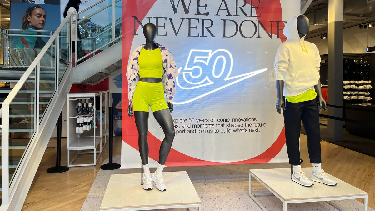 Nike's Grove store in Los Angeles displays a sign that reads, "We are never done."