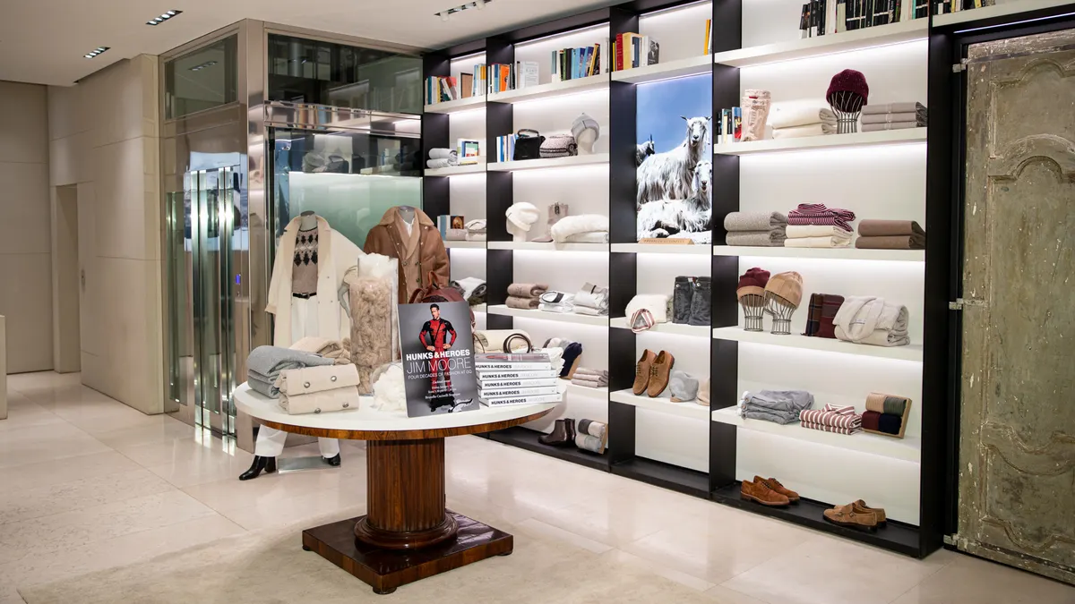 An interior view of a Brunello Cucinelli boutique.