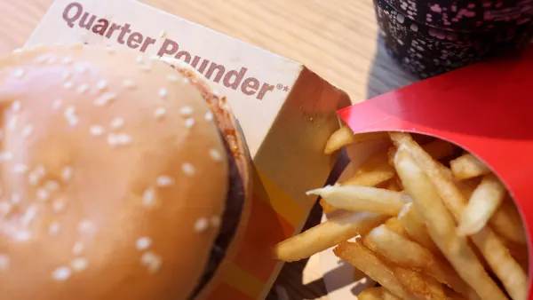 An image of a burger and french fries from McDonald's