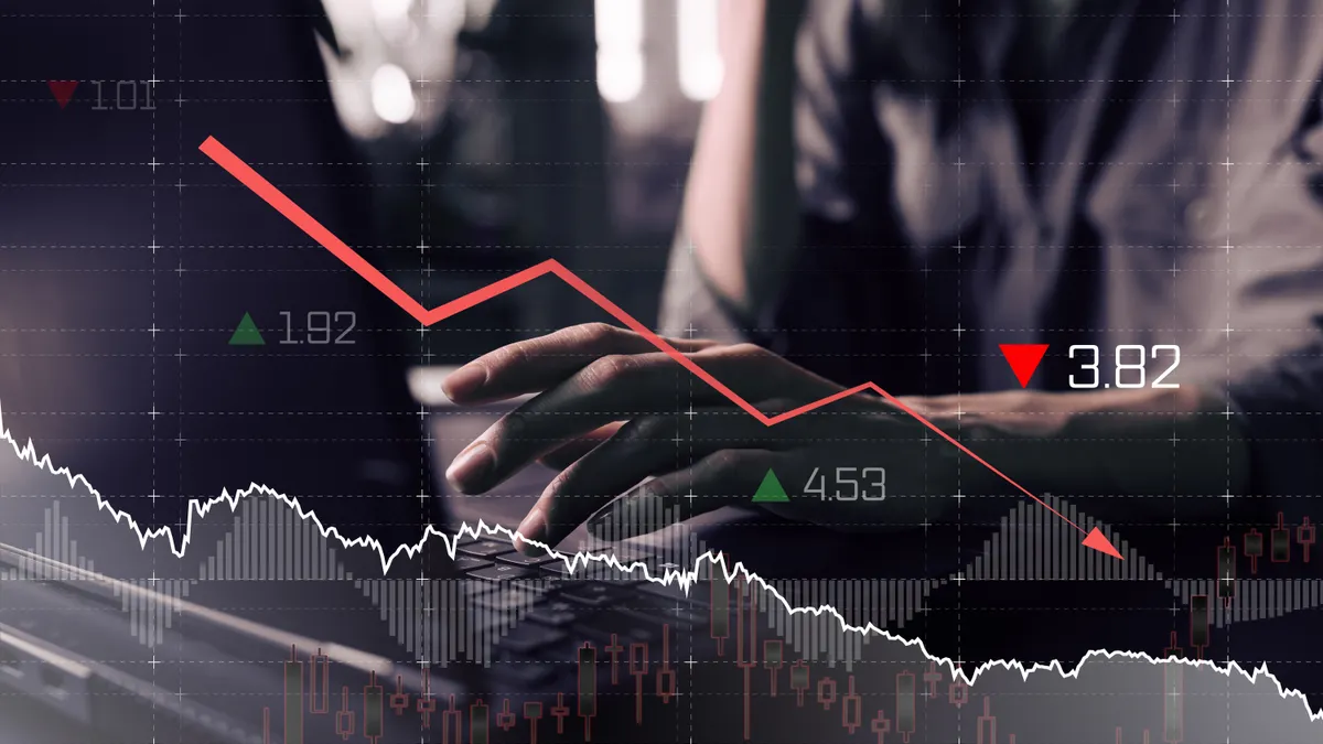 A photo of a declining stock price.