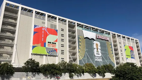 The side of a big building.