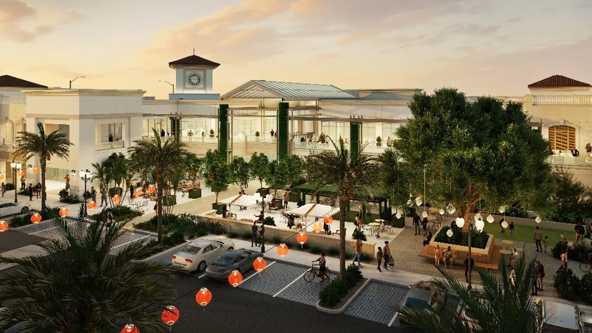 A rendering shows the design for the Bolsa Row retail development in Orange County, California.