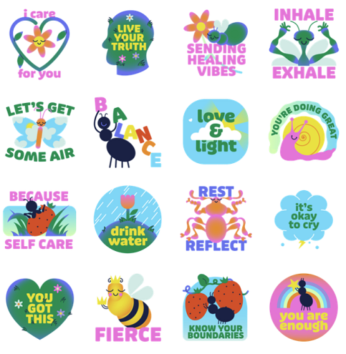 Facebook Messenger mental health sticker pack