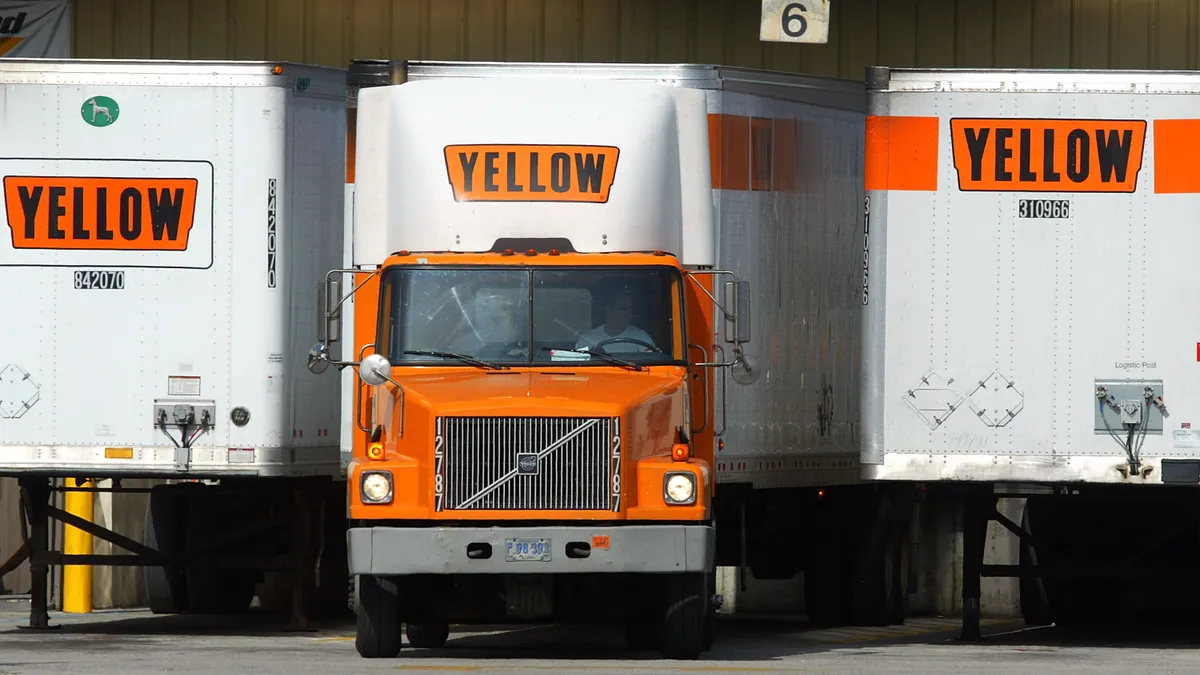 A Yellow Corp. truck is seen near its terminal July 8, 2003 in Miami, Florida.