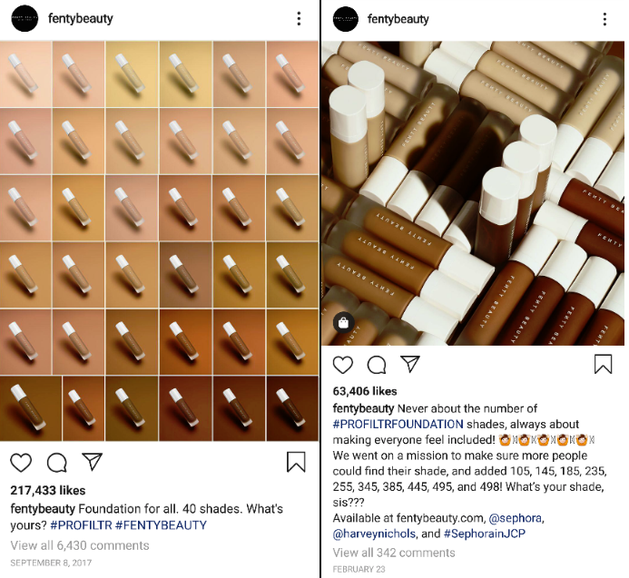 Fenty Instagram examples