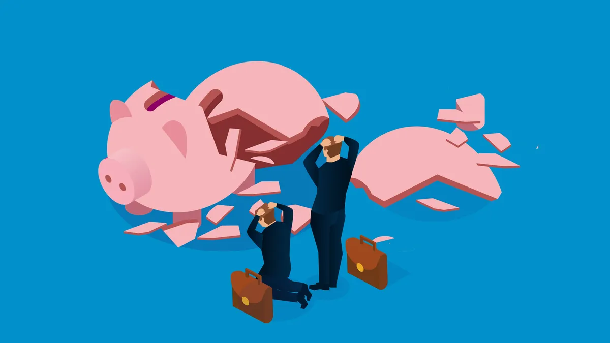 No money in a broken piggy bank, executives upset