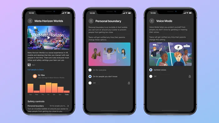 Horizon Worlds teen user settings