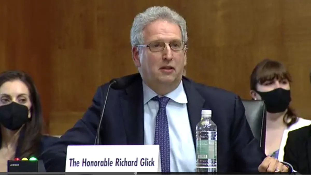 FERC Chairman Richard Glick testifies at Senate Energy and Natural Resources Committee hearing.