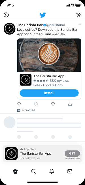 Twitter App Install ad