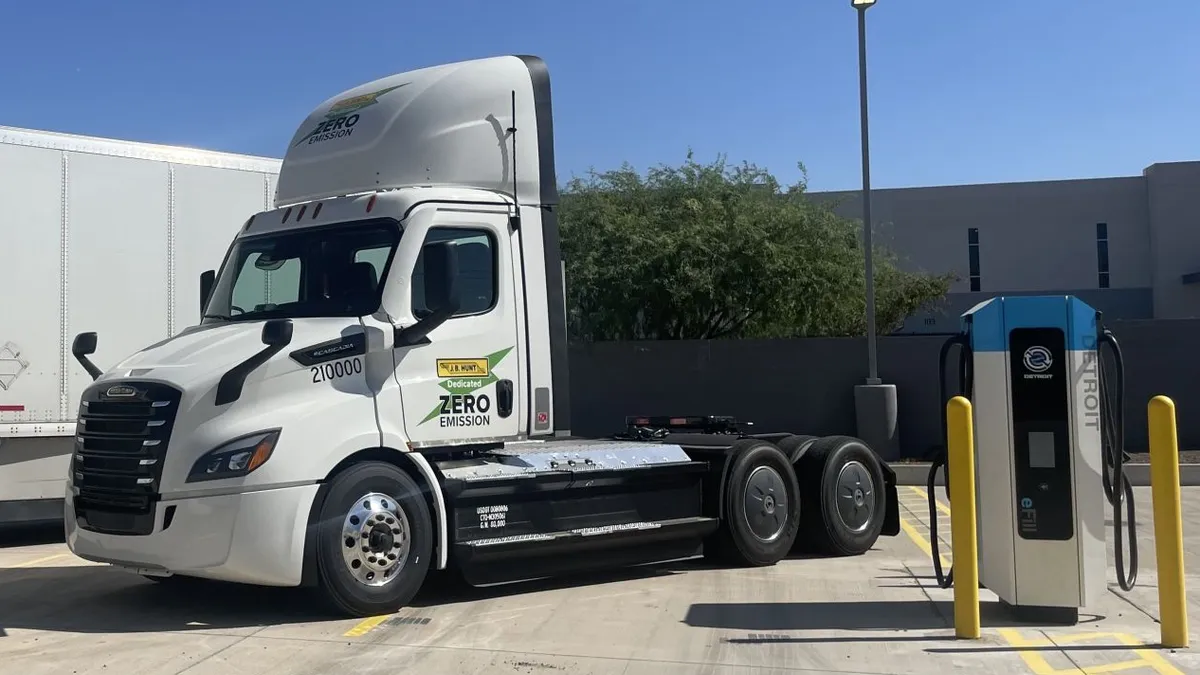 J.B. Hunt has added a Freightliner eCascadia to a Daimler Truck North America aftermarket parts supply route in Arizona.