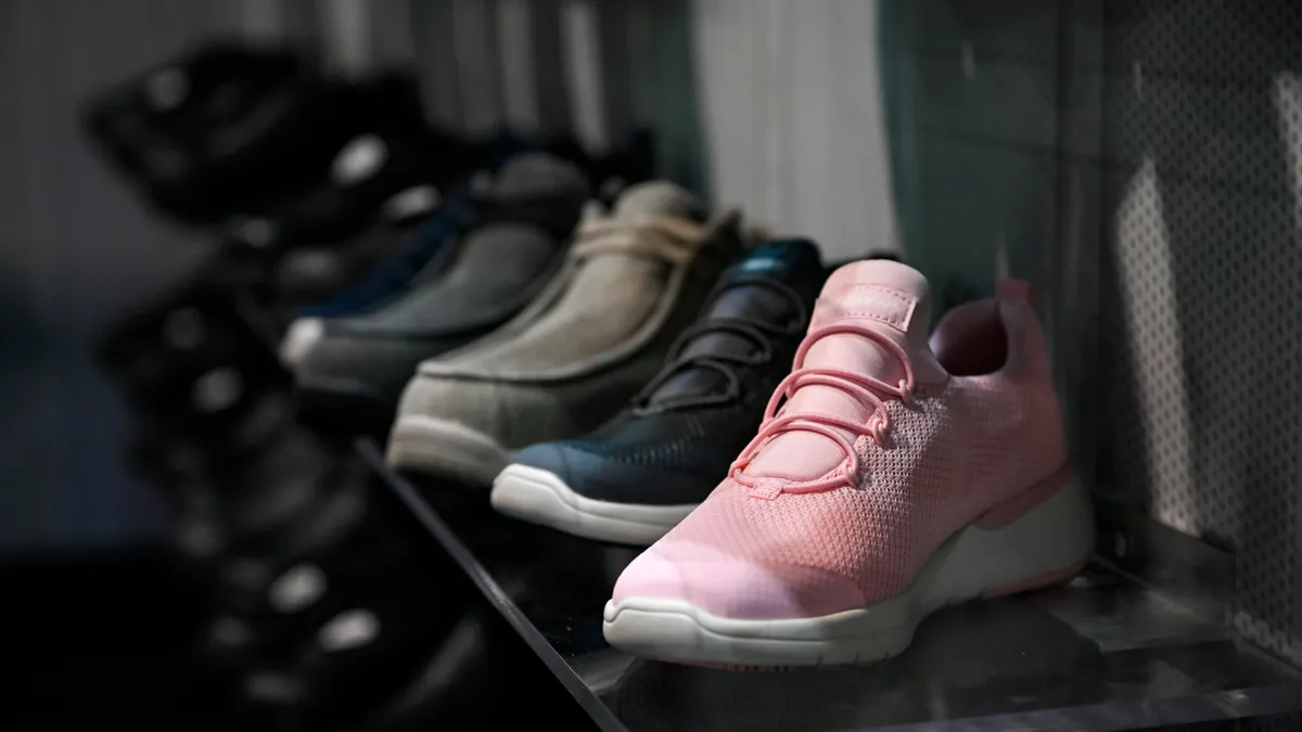 Skechers shoes are pictured on a display