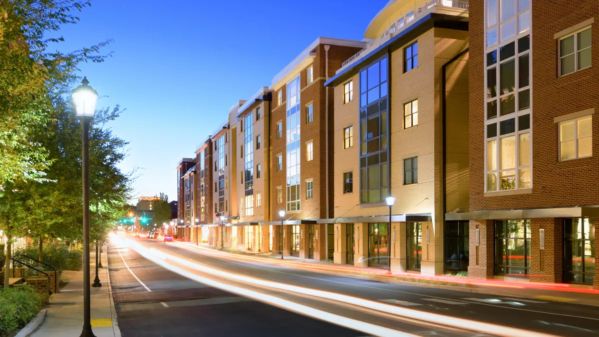 Moden apartment building near a street