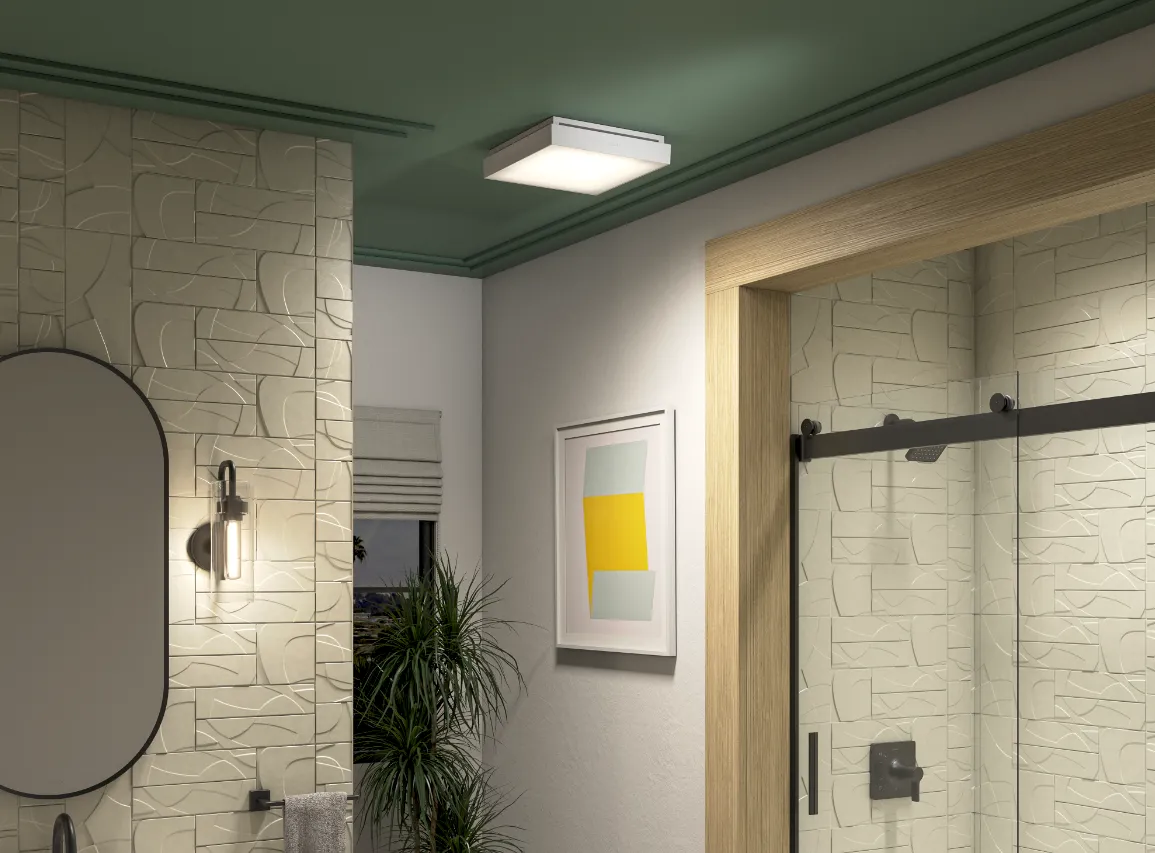 An image of a light fixture in a bathroom.